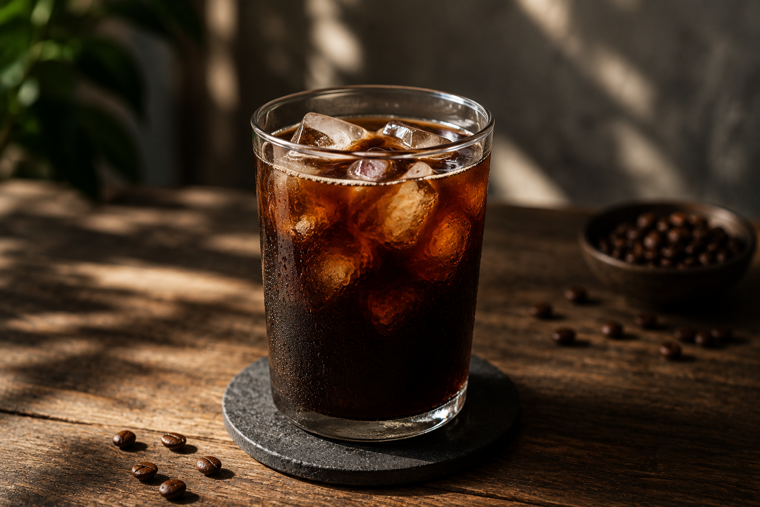 Café cold brew servido con hielo