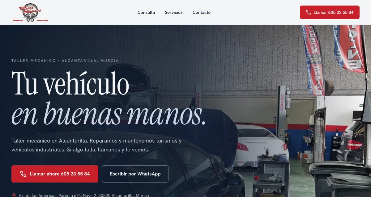 Página de inicio de Talleres Integrales, taller mecánico en Alcantarilla
