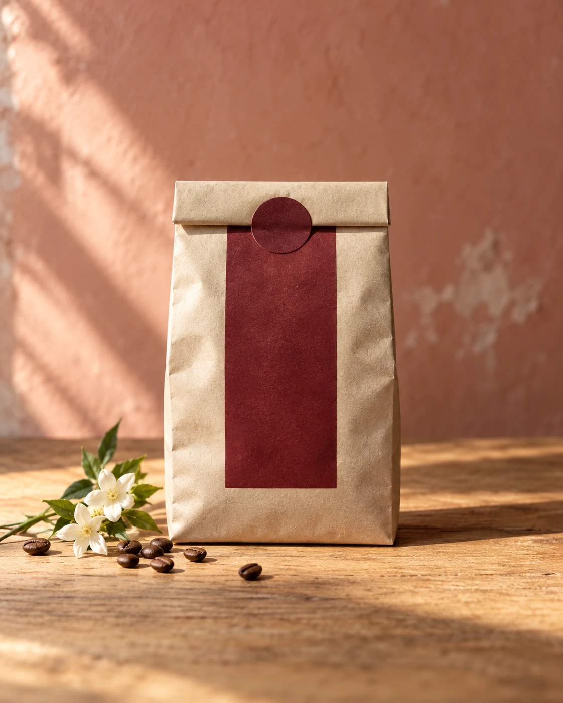 Bolsa de café Guji de Etiopía, etiqueta granate